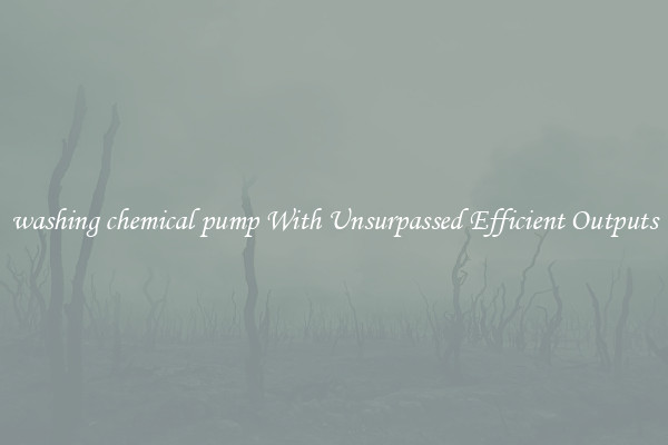 washing chemical pump With Unsurpassed Efficient Outputs