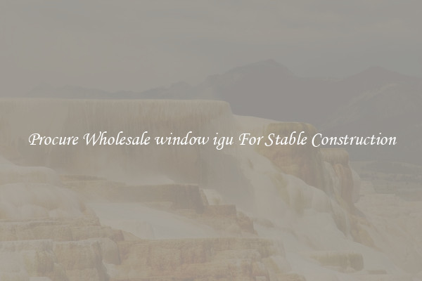 Procure Wholesale window igu For Stable Construction
