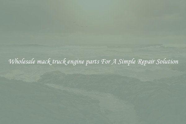 Wholesale mack truck engine parts For A Simple Repair Solution